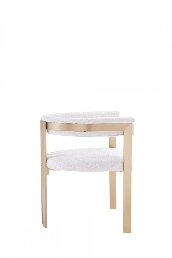Beige and Gold Upholstered Velvet Slat Back Dining Arm Chair HomeRoots