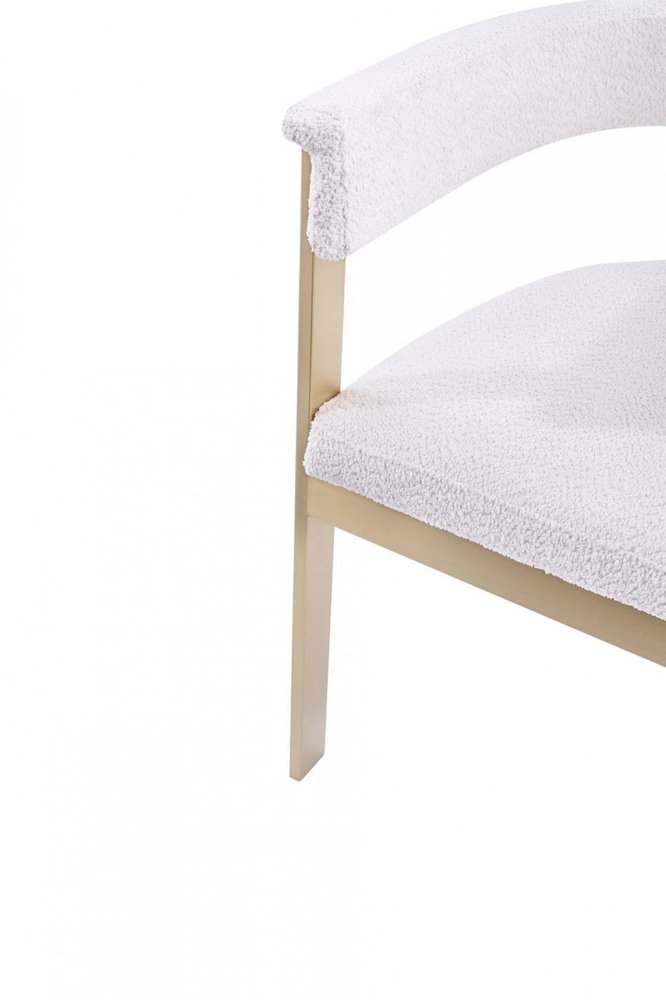 Beige and Gold Upholstered Velvet Slat Back Dining Arm Chair HomeRoots