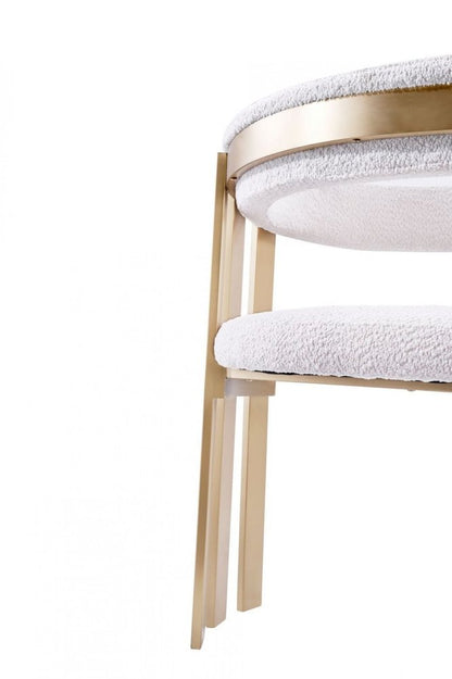 Beige and Gold Upholstered Velvet Slat Back Dining Arm Chair HomeRoots