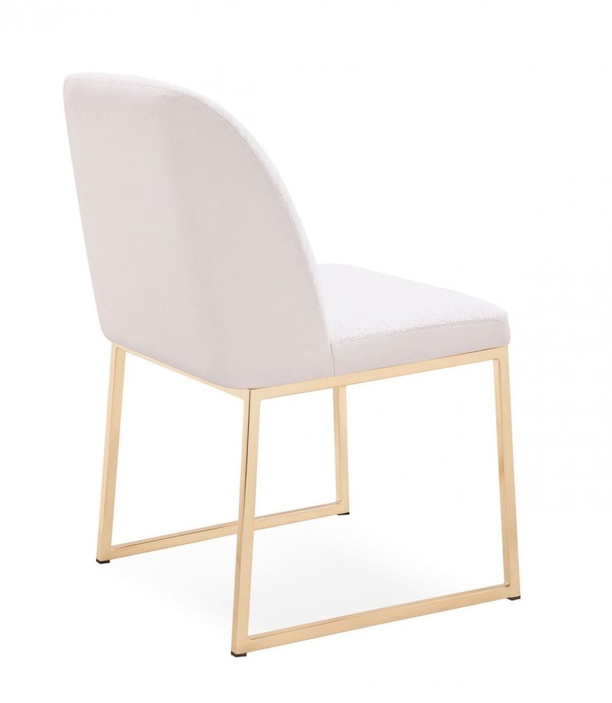 Set of Two White and Gold Upholstered Fabric Wing Back Dining Side Chairs HomeRoots