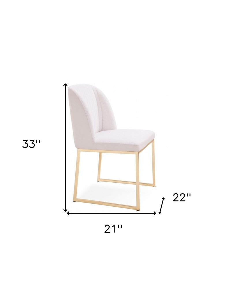 Set of Two White and Gold Upholstered Fabric Wing Back Dining Side Chairs HomeRoots