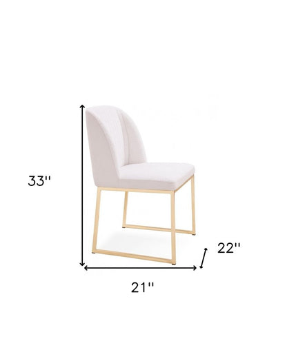 Set of Two White and Gold Upholstered Fabric Wing Back Dining Side Chairs HomeRoots