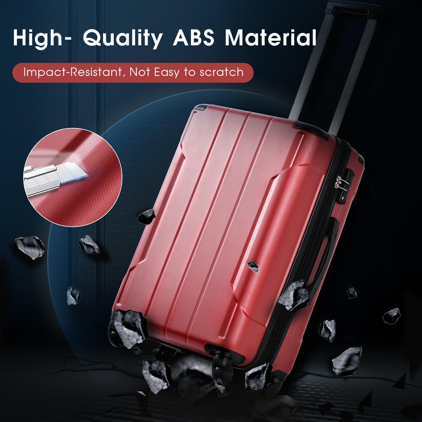 Hardshell Luggage Spinner Suitcase with TSA Lock Lightweight Expandable 24'' (Single Luggage) Red + ABS + 24 Inch - FurniFindUSA