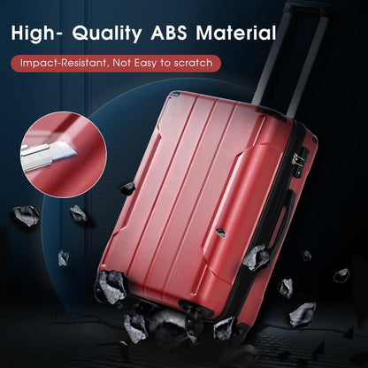 Hardshell Luggage Spinner Suitcase with TSA Lock Lightweight Expandable 24'' (Single Luggage) Red + ABS + 24 Inch - FurniFindUSA