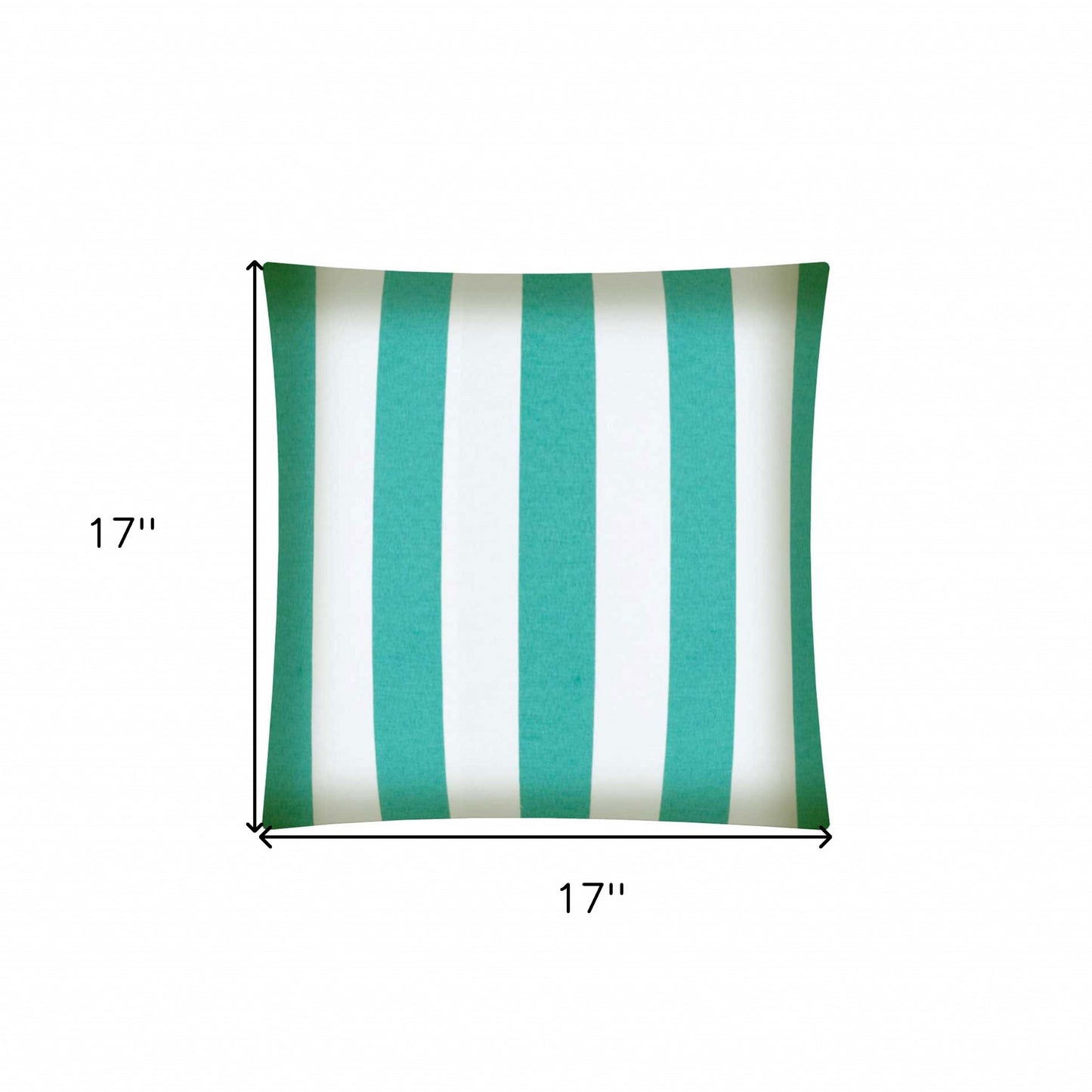 17" Turquoise and White Striped Indoor Outdoor Throw Pillow Cover
