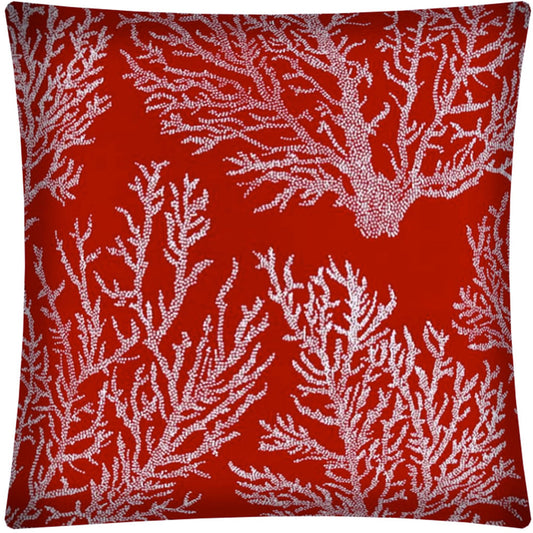 17" X 17" Red And White Zippered Throw Indoor Outdoor Pillow Cover