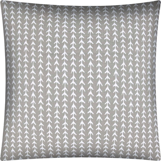 17" Taupe and White Striped Indoor Outdoor Throw Pillow Cover