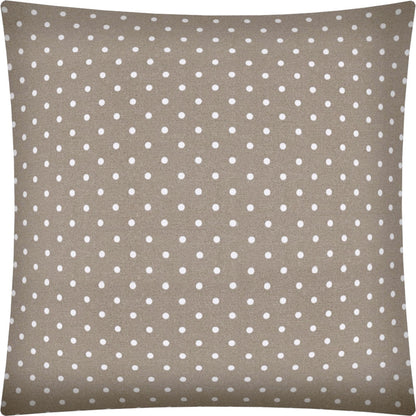 17" X 17" Taupe And White Zippered Polka Dots Throw Indoor Outdoor Pillow Cover