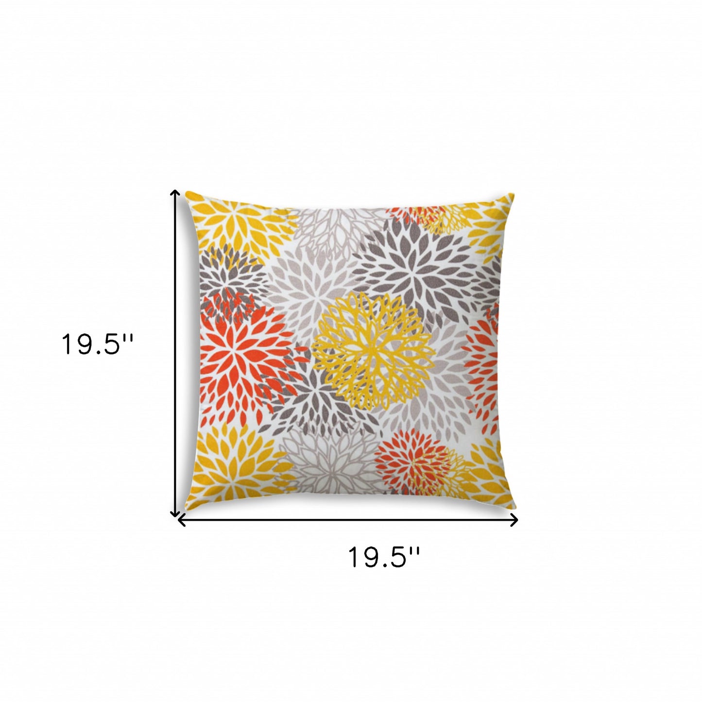 20" X 20" Gray Yellow And White Zippered Polyester Floral Throw Pillow Cover