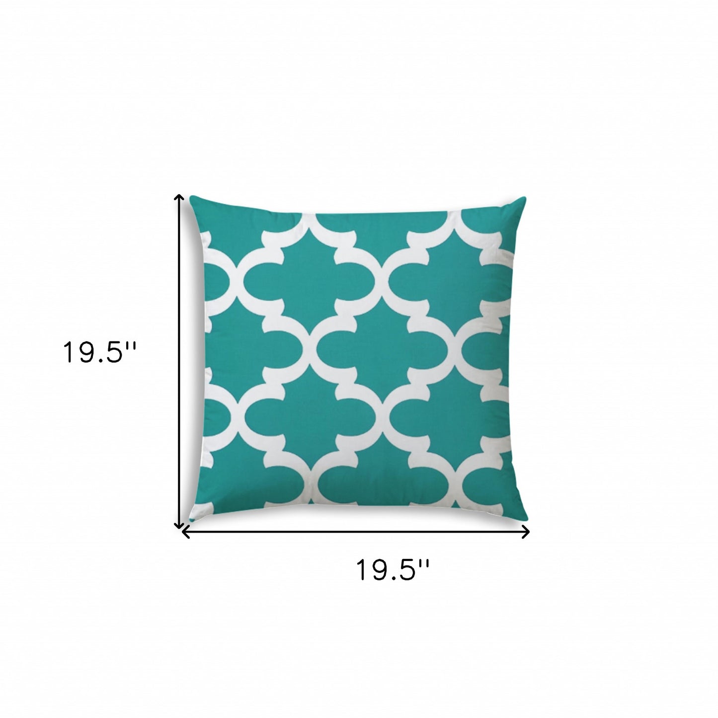 20" Turquoise and White Quatrefoil Indoor Outdoor Throw Pillow Cover