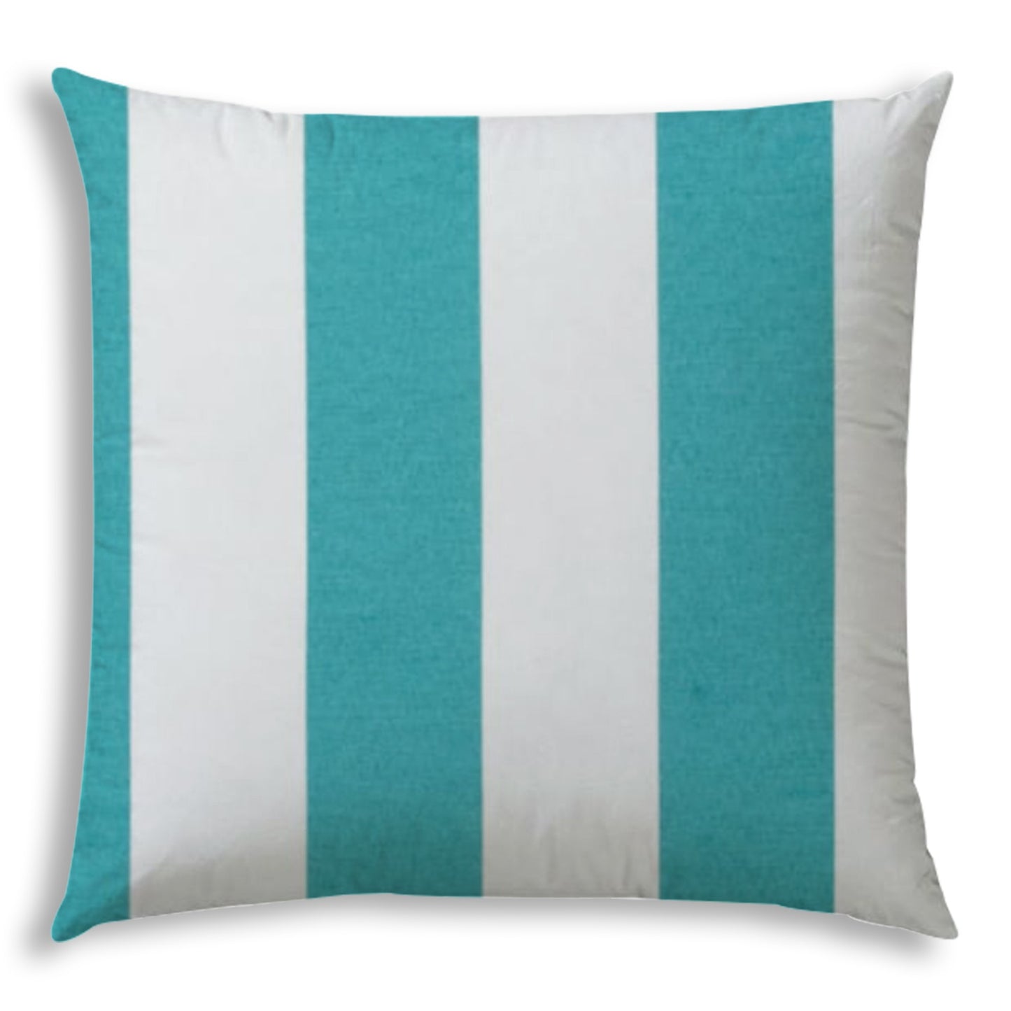 20" Turquoise and White Striped Indoor Outdoor Throw Pillow Cover