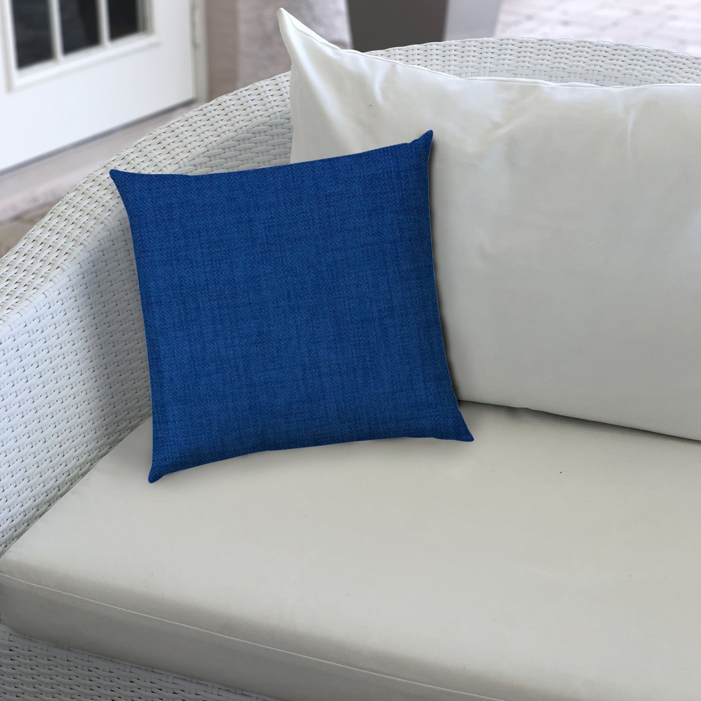 20" Blue Indoor Outdoor Throw Pillow Cover With Texture