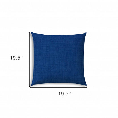 20" Blue Indoor Outdoor Throw Pillow Cover With Texture