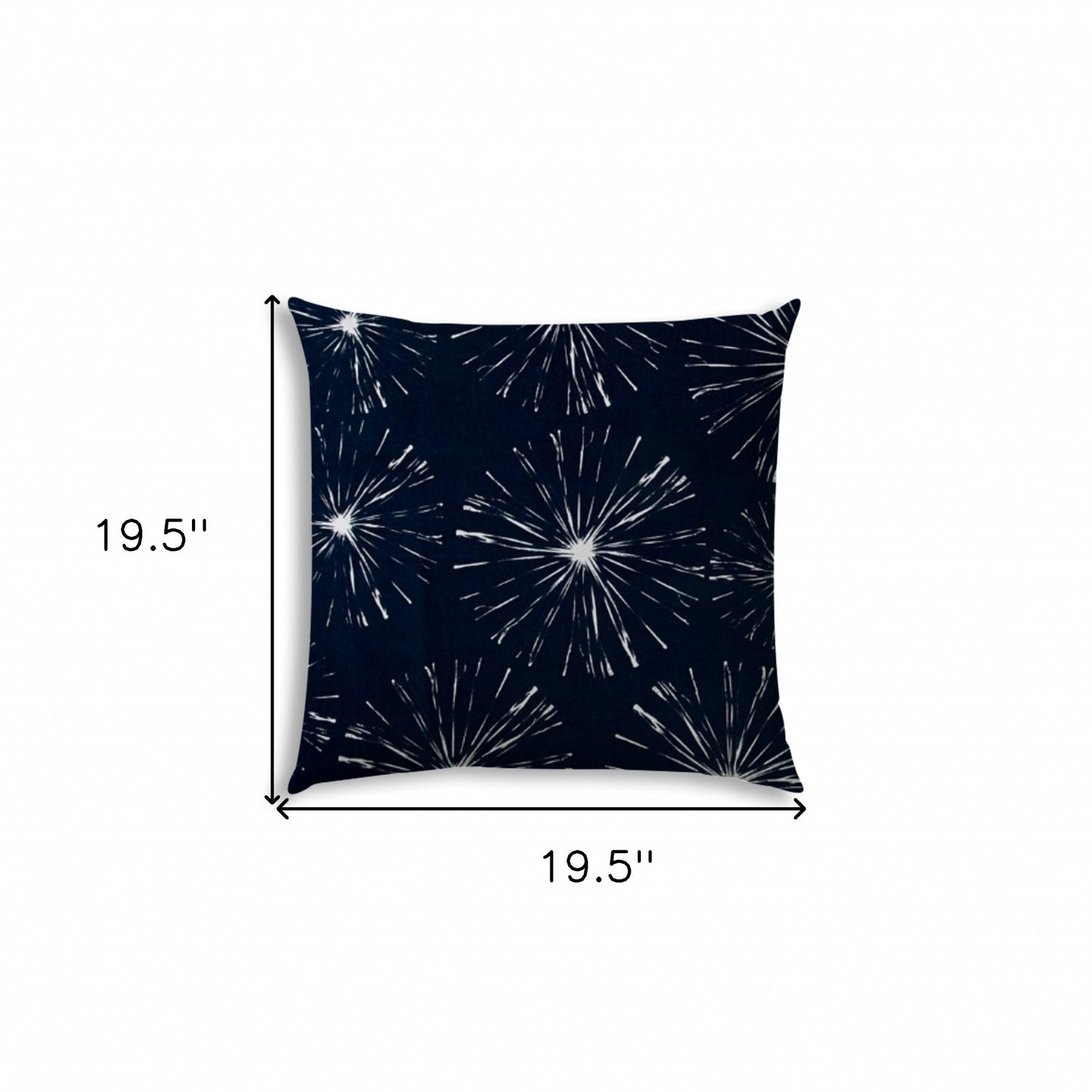 20" Navy and White Starburst Fireworks Indoor Outdoor Throw Pillow Cover