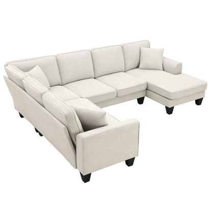 108*85.5" Modern U Shape Sectional Sofa 7 Seat Fabric Sectional Sofa Set - FurniFindUSA