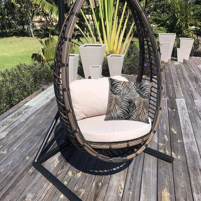 20" Brown Gray and Black Tropical Indoor Outdoor Throw Pillow Cover