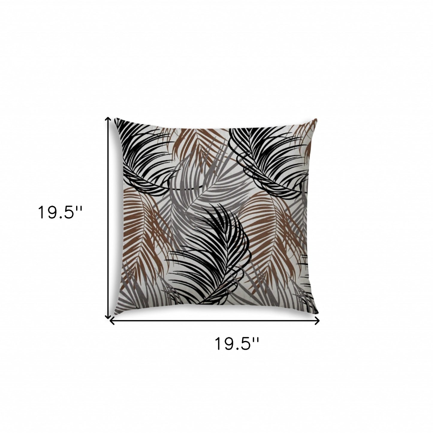 20" Brown Gray and Black Tropical Indoor Outdoor Throw Pillow Cover