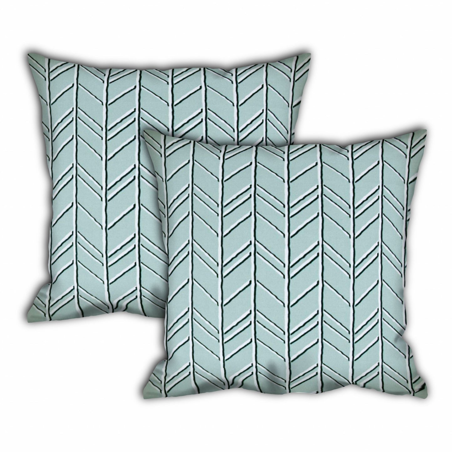 Set Of Three 19" X 19" Seafoam And White Zippered Floral Throw Indoor Outdoor Pillow Cover