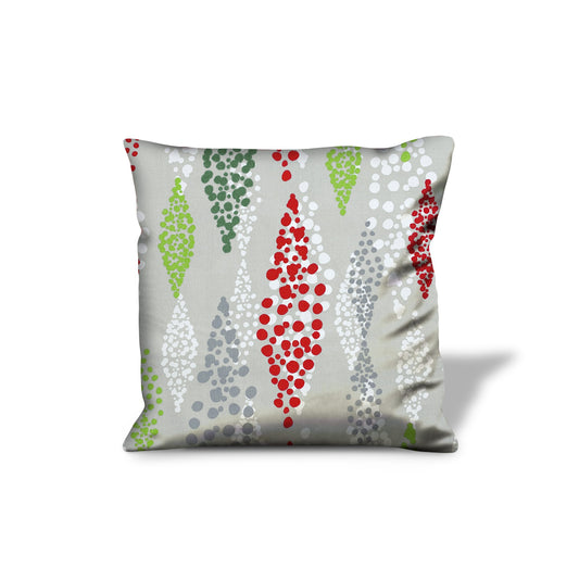 20" X 20" Red Gray And White Zippered 100% Cotton Throw Pillow Cover