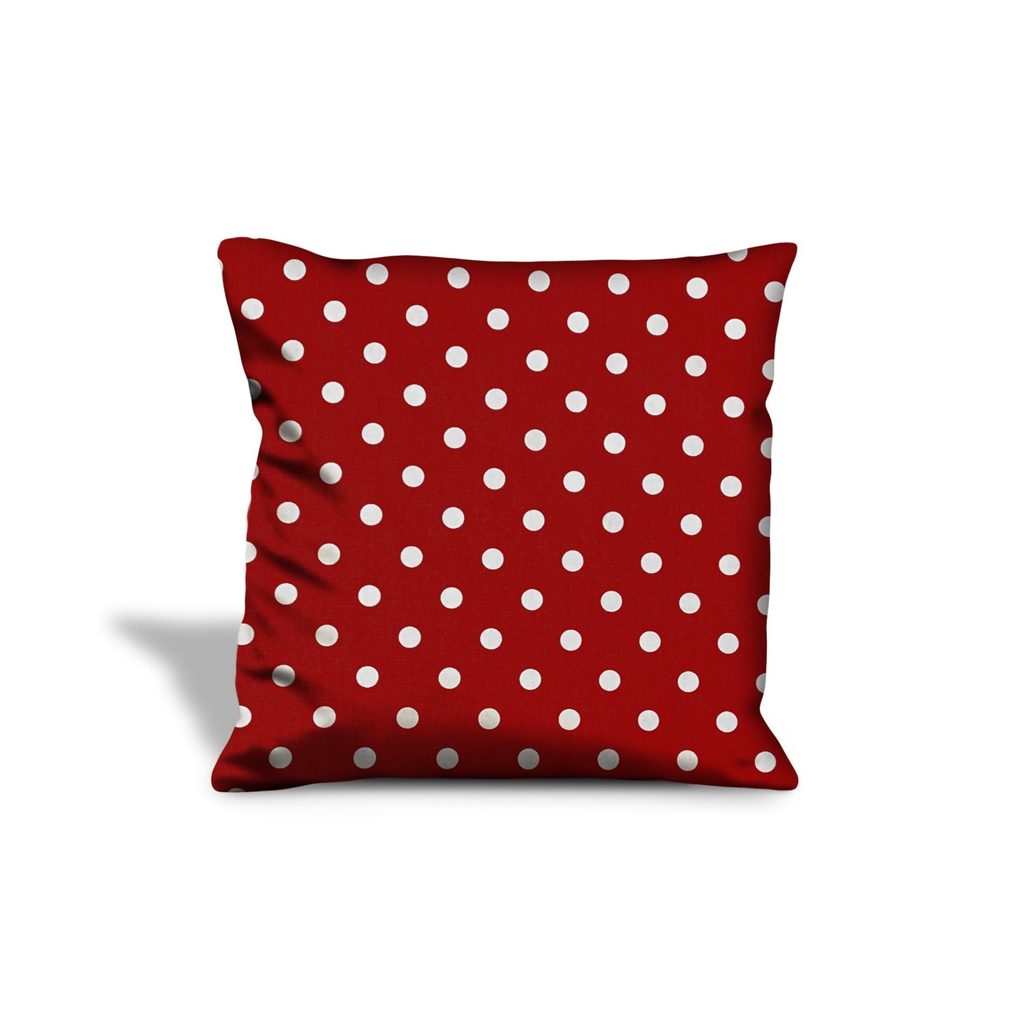 17" X 17" Red And White Zippered 100% Cotton Polka Dots Throw Pillow Cover