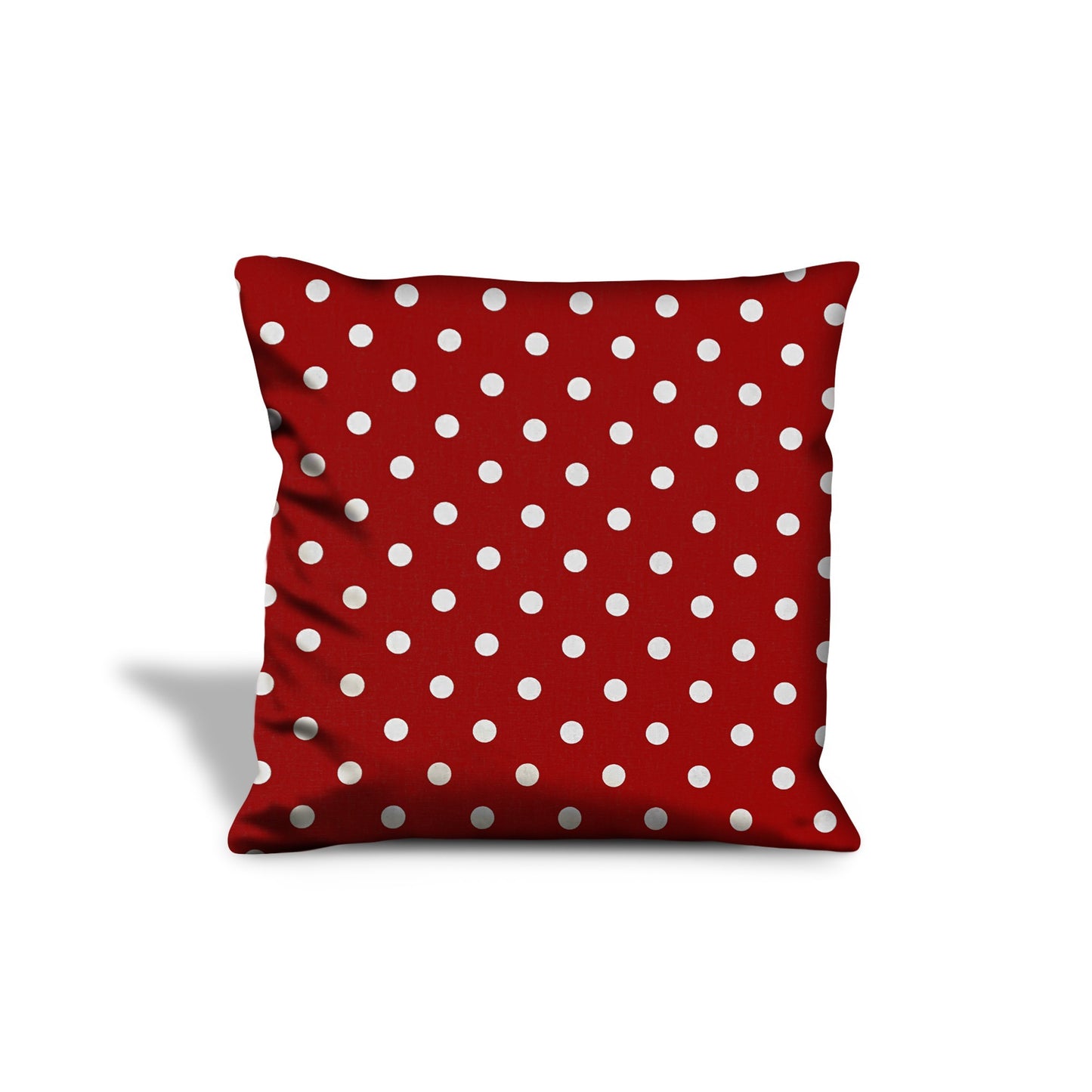 20" X 20" Red And White Zippered 100% Cotton Polka Dots Throw Pillow Cover