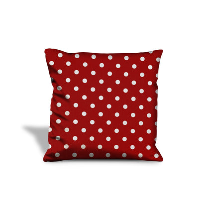 20" X 20" Red And White Zippered 100% Cotton Polka Dots Throw Pillow Cover