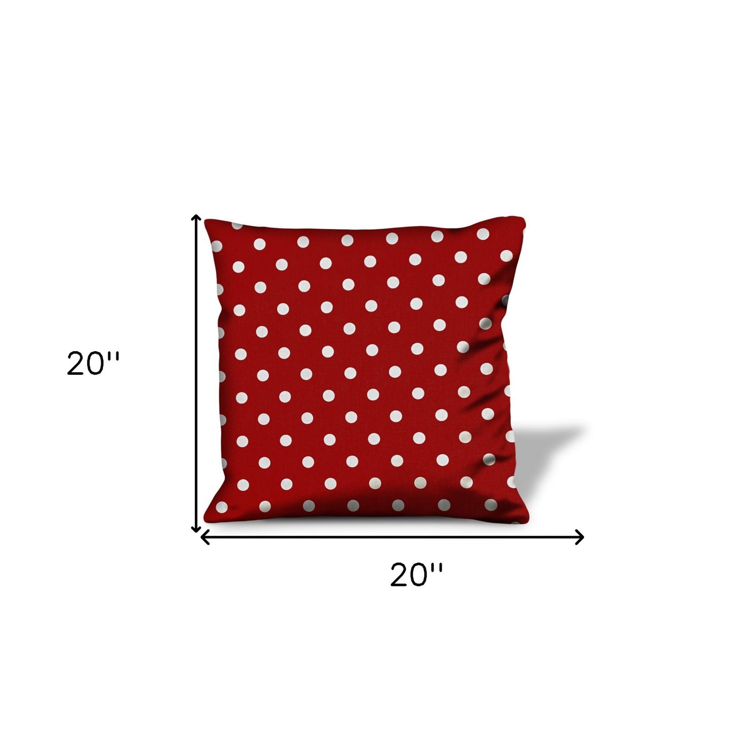 20" X 20" Red And White Zippered 100% Cotton Polka Dots Throw Pillow Cover