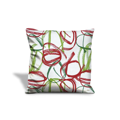 14" X 20" Red Gray And White Zippered 100% Cotton Abstract Lumbar Pillow Cover
