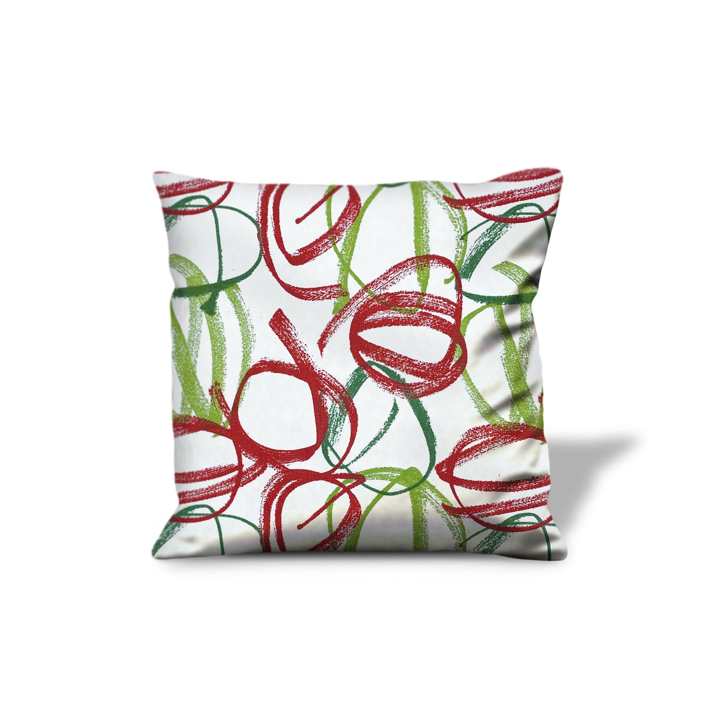 20" X 20" Red Gray And White Zippered 100% Cotton Abstract Throw Pillow Cover