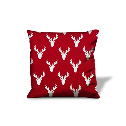 14" X 20" Red And White Zippered Christmas Reindeer Lumbar Indoor Outdoor Pillow Cover