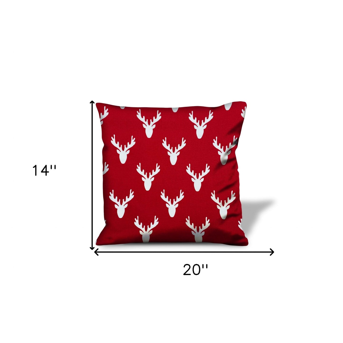 14" X 20" Red And White Zippered Christmas Reindeer Lumbar Indoor Outdoor Pillow Cover