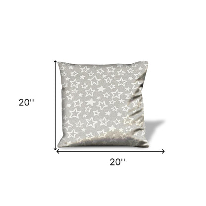 20" X 20" Silver Zippered 100% Cotton Throw Pillow Cover