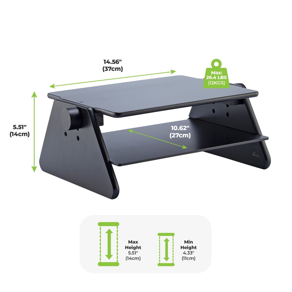 Modern Black Adjustable Three Level Ergonomic Monitor Stand HomeRoots