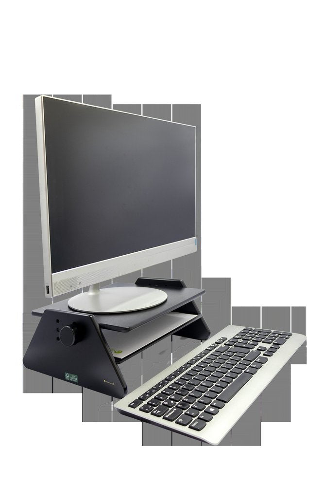 Modern Black Adjustable Three Level Ergonomic Monitor Stand HomeRoots