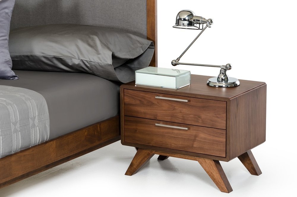 18" Wood and Solid Wood Two Drawer Nightstand HomeRoots