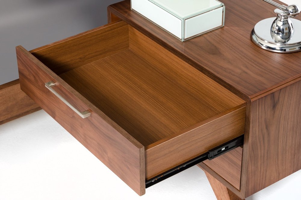 18" Wood and Solid Wood Two Drawer Nightstand HomeRoots