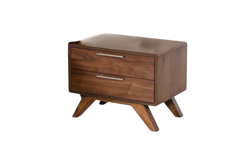 18" Wood and Solid Wood Two Drawer Nightstand HomeRoots