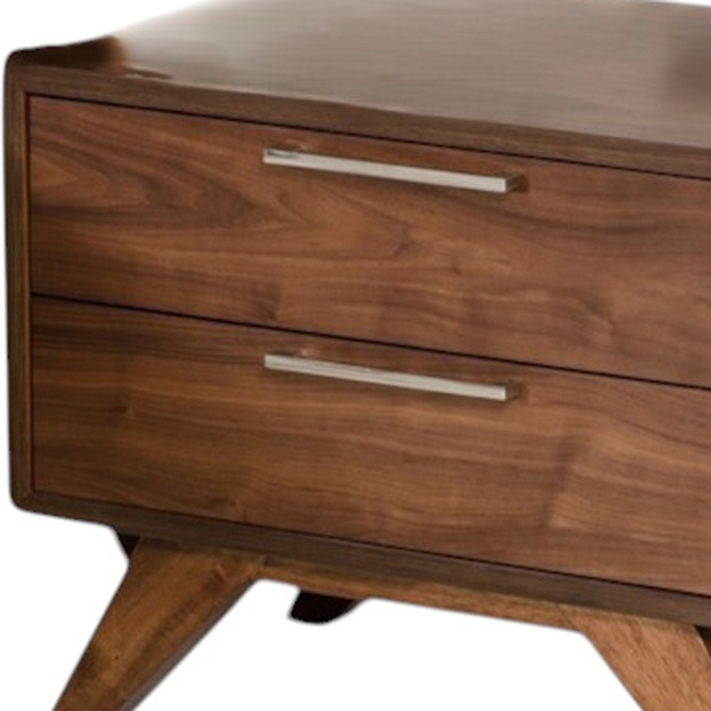 18" Wood and Solid Wood Two Drawer Nightstand HomeRoots