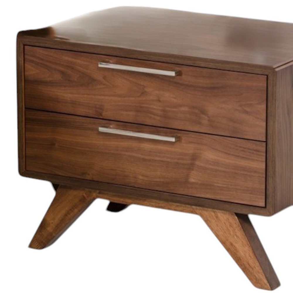 18" Wood and Solid Wood Two Drawer Nightstand HomeRoots
