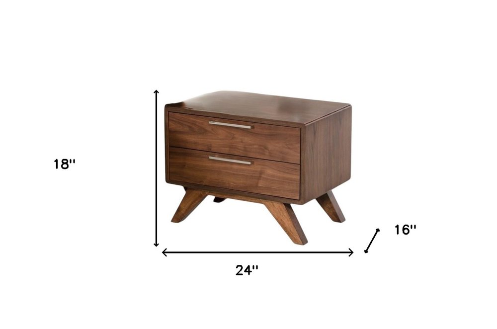 18" Wood and Solid Wood Two Drawer Nightstand — view 4