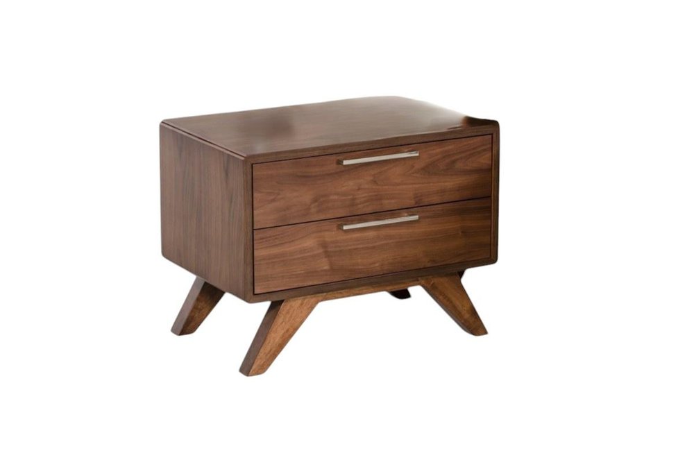 18" Wood and Solid Wood Two Drawer Nightstand HomeRoots