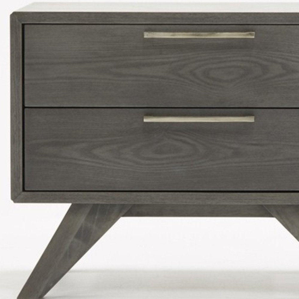 18" Solid Wood and Wood Two Drawer Nightstand HomeRoots