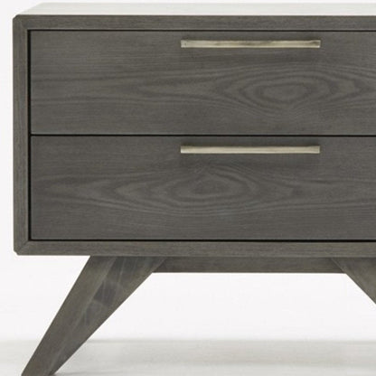 18" Solid Wood and Wood Two Drawer Nightstand HomeRoots