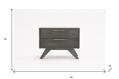 18" Solid Wood and Wood Two Drawer Nightstand HomeRoots