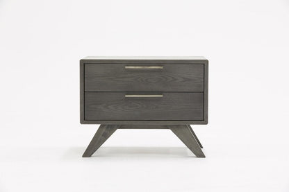 18" Solid Wood and Wood Two Drawer Nightstand HomeRoots
