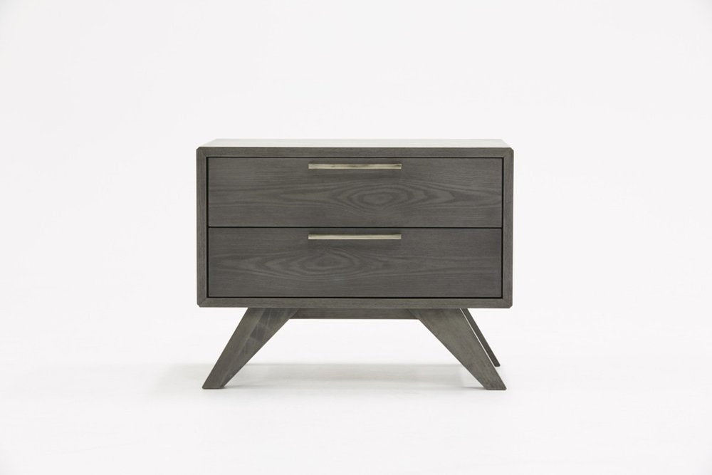 18" Solid Wood and Wood Two Drawer Nightstand HomeRoots