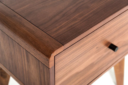 Modern Mid Century Walnut Nightstand with Single Drawer HomeRoots
