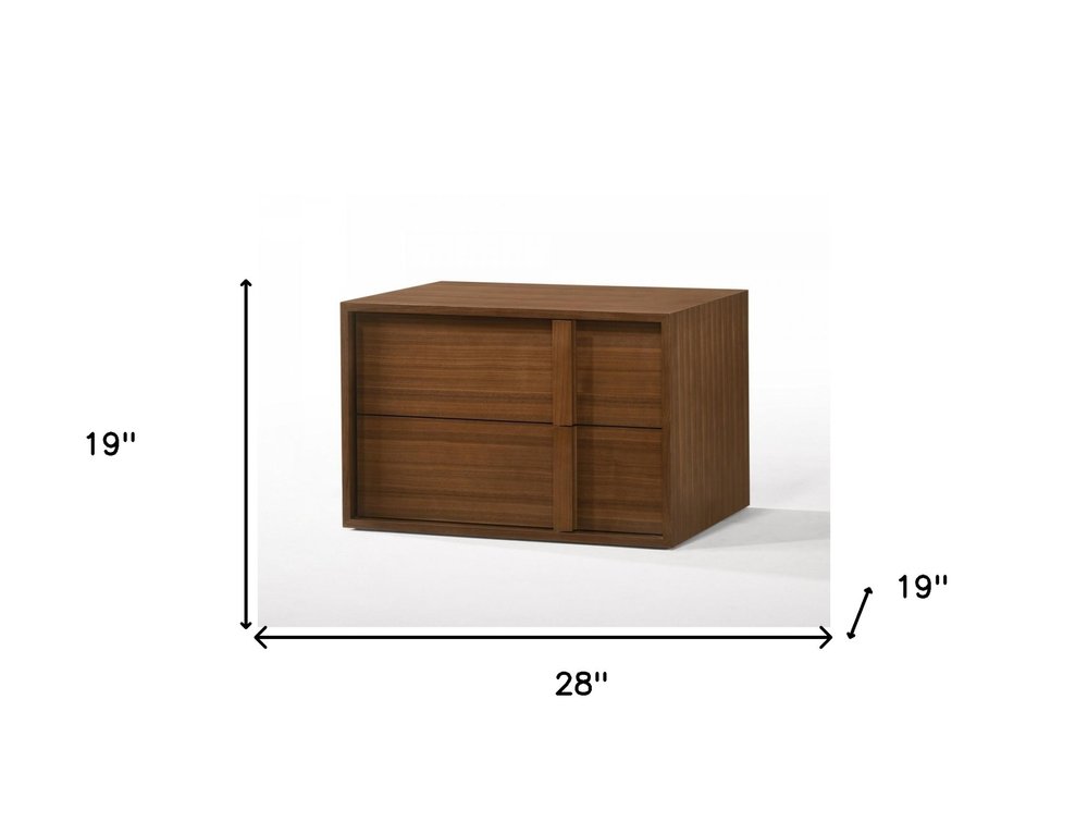19" Solid Wood and Wood Two Drawer Nightstand HomeRoots