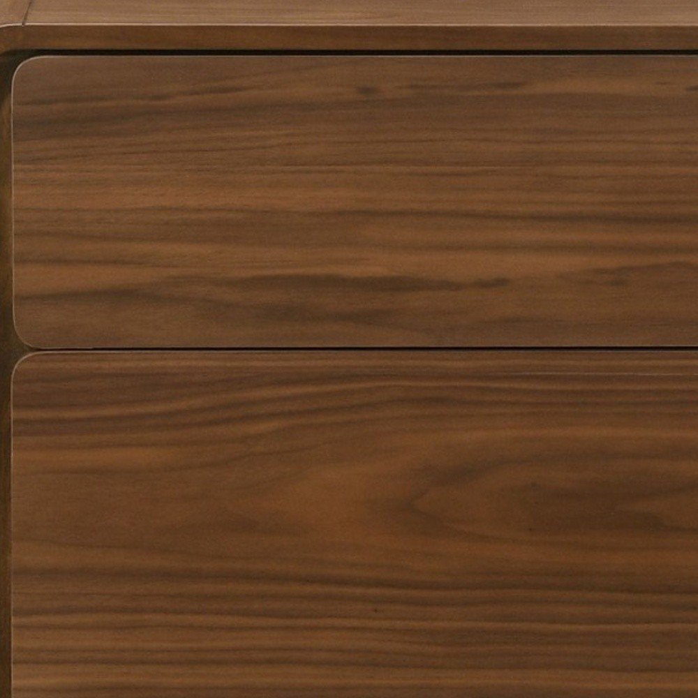 Modern Walnut Brown Nightstand with Two Drawers HomeRoots