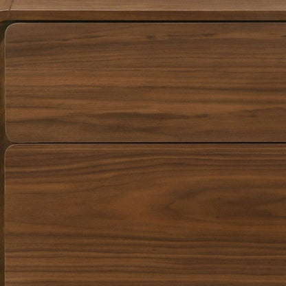 Modern Walnut Brown Nightstand with Two Drawers HomeRoots